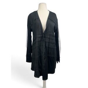 Krista Larson Black Organza Tiered Jacket Topper One Size Lagenlook Cardigan
